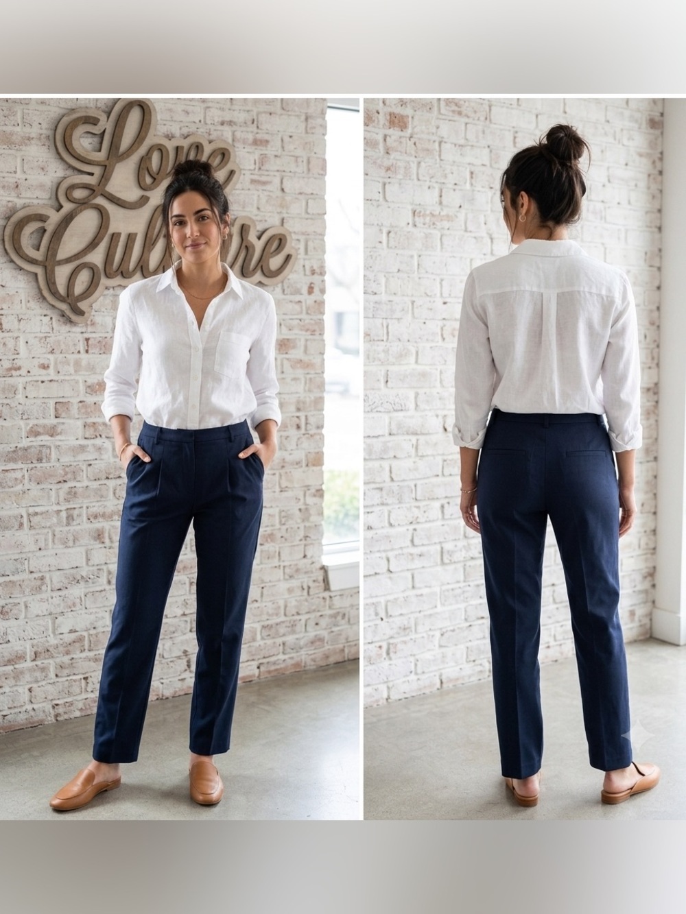 Love Culture Pleated Front Lightweight Straight Leg Pants Small